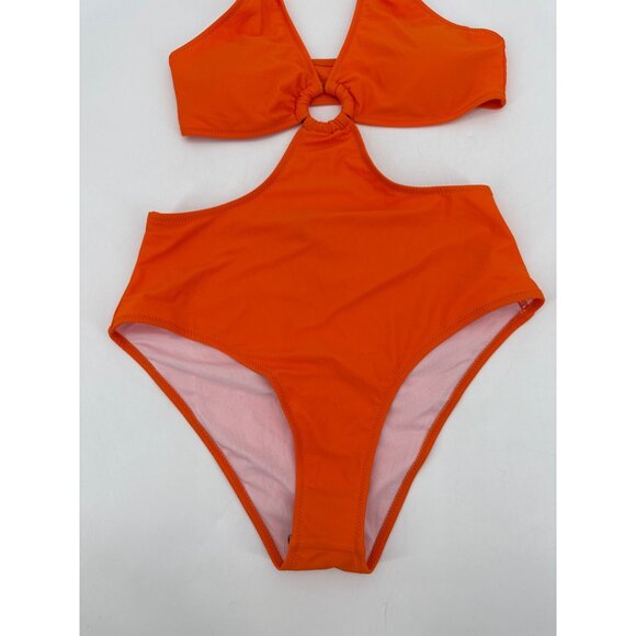 Orange Aimage One-Piece Swimsuit With Ring Detail Cutout Design Medium - Picture 3 of 7
